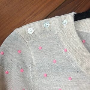 JCrew Creme colored sweater with pink dots size xs